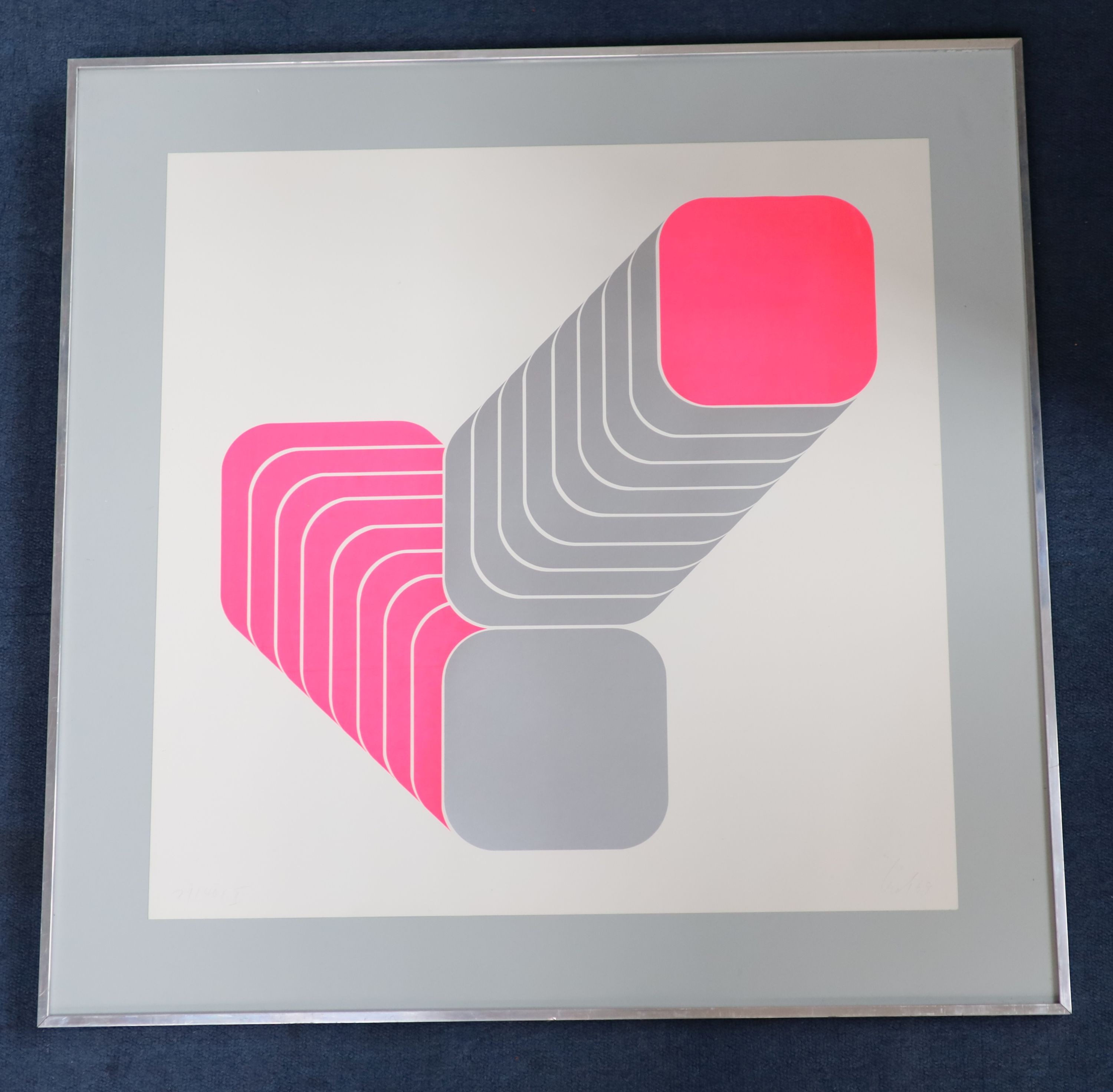 Thomas Lenk (1933-2014), screenprint, 'Composition', signed in pencil and dated '69, 27/40, Redfern Gallery label verso, 60 x 50cm